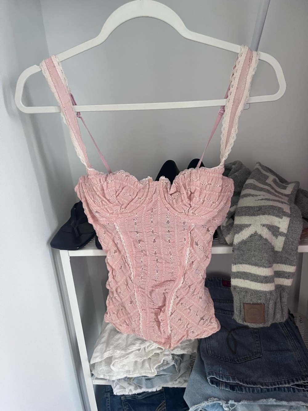 vintage Italian designer pink lace bustier